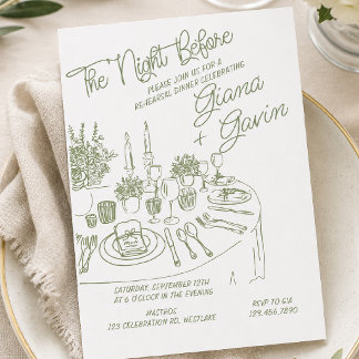 Minimalistisches Probedinner | Elegante Hochzeit  Einladung
