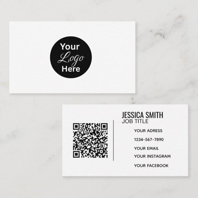 Minimalistisches professionelles Firmenlogo QR-Cod Visitenkarte (Vorne/Hinten)
