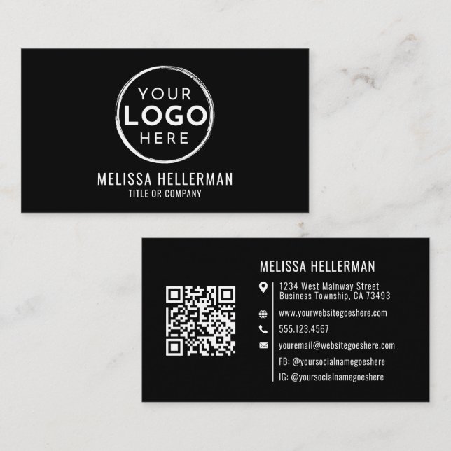 Minimalistisches professionelles Logo QR-Code Visitenkarte (Vorne/Hinten)