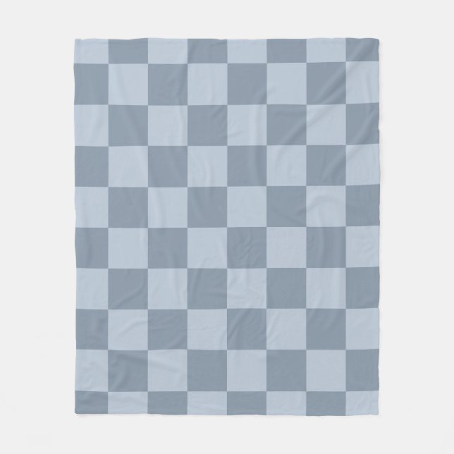Minimalistisches Puderblau-Schachbrettmuster Fleecedecke (Vorderseite)