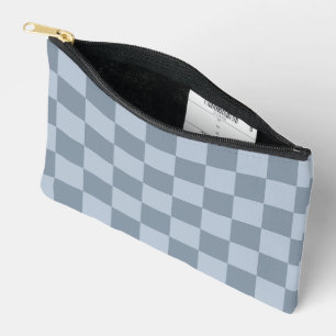 Minimalistisches Puderblau-Schachbrettmuster Zubehörtasche