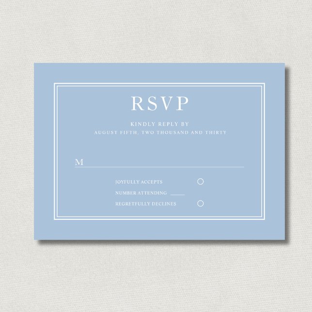 Minimalistisches Pulverbläuliches Hochzeitsfest RSVP Karte (Minimalist Powder Blue Wedding RSVP Card)