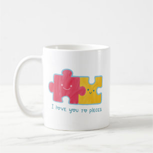 Minimalistisches Puzzle Couple Charming Rosa Gelb  Kaffeetasse