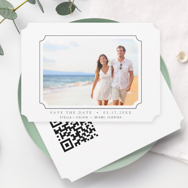 Minimalistisches QR-Code-Hochzeitsszenario Save The Date (Von Creator hochgeladen)