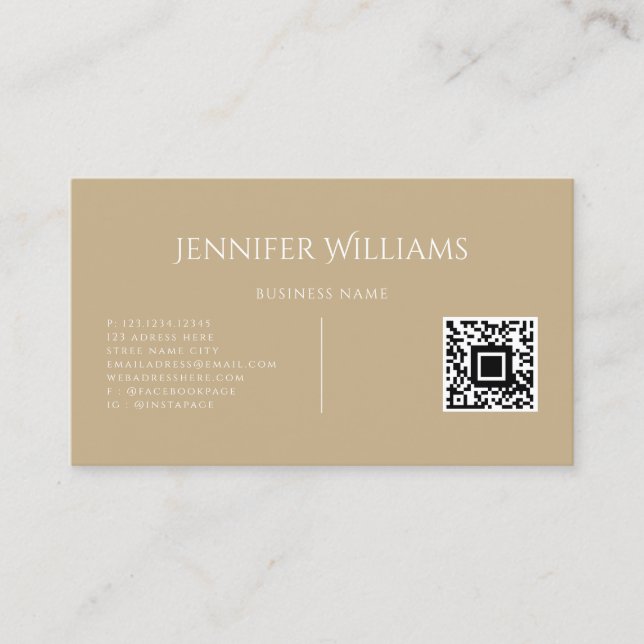 Minimalistisches QR-Code-Skript Visitenkarte (Vorderseite)