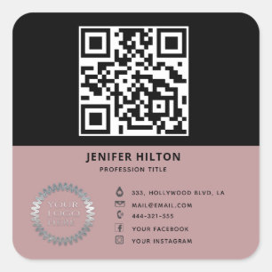 Minimalistisches QR-Logo Quadratischer Aufkleber