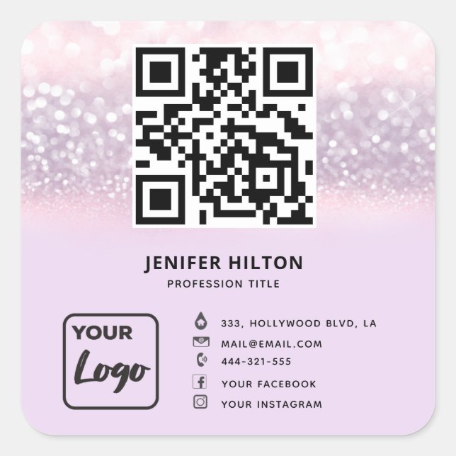 Minimalistisches QR-Logo Quadratischer Aufkleber (Vorderseite)