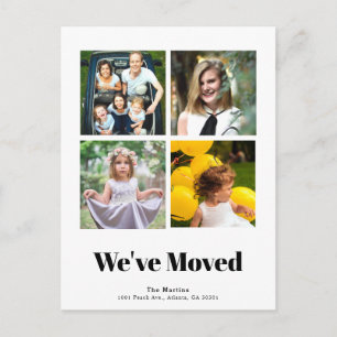 Minimalistisches Quadrat 4 FotoCollage Weiße Beweg Ankündigungspostkarte