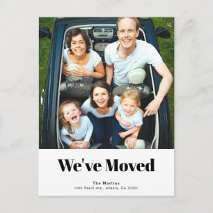 Minimalistisches quadratisches Foto-weißes Bewegen Ankündigungspostkarte