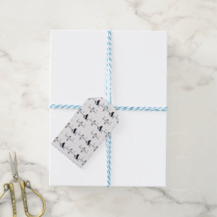 Minimalistisches Raben- und Blütenmotiv Geschenkanhänger