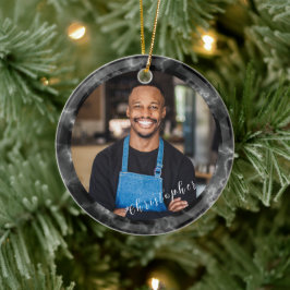 Minimalistisches Rauch Cloud Black Foto Keramik Ornament