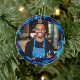 Minimalistisches Rauch Cloud Blue Foto Keramik Ornament