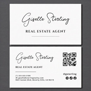 Minimalistisches Real Anwesen Agent QR-Codeskript Visitenkarte