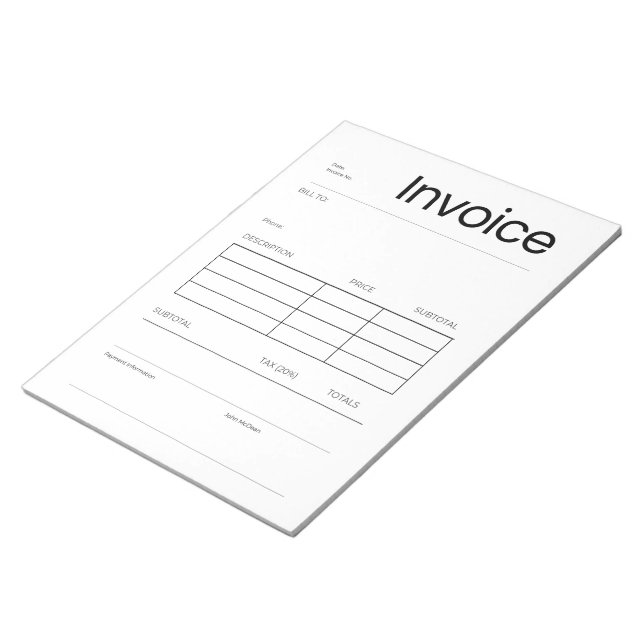 Minimalistisches Rechnungsnotizbuch  Notizblock (angewinkelt)