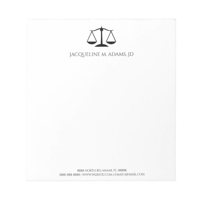 Minimalistisches Rechtsanwaltsgesetz JD Notizblock (Vorderseite)