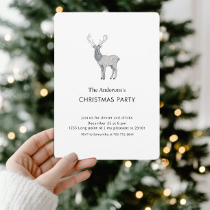 Minimalistisches Rentier Weihnachts-Party Einladung