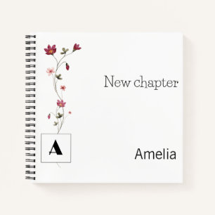 Minimalistisches Rentner-Monogramm Wasserfarbe Sch Notizbuch