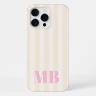 Minimalistisches Retro-gestreiftes Monogramm iPhone 16 Pro Max Hülle