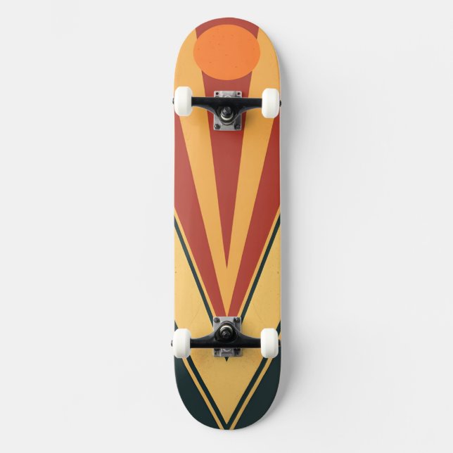 Minimalistisches Retro-Grafikdesign Skateboard (Vorderseite)