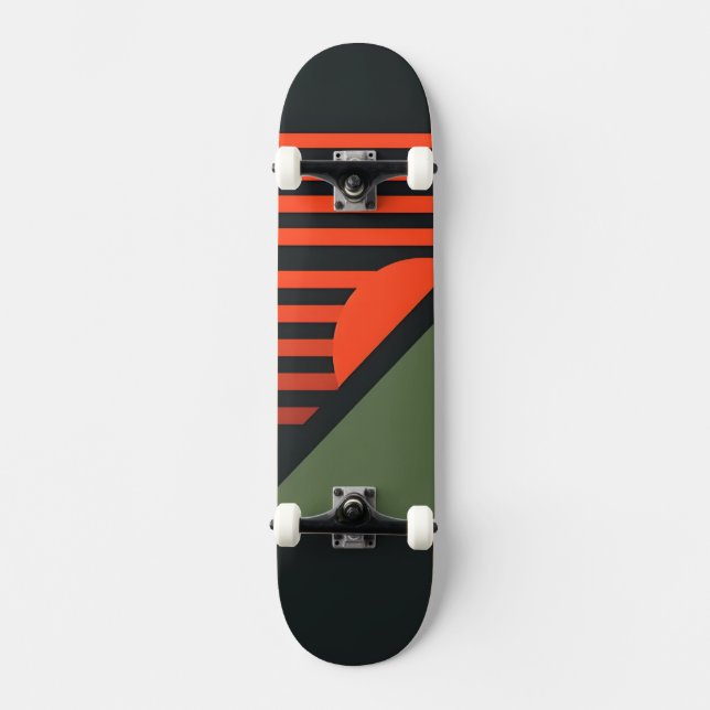 Minimalistisches Retro-Grafikdesign Skateboard (Vorderseite)