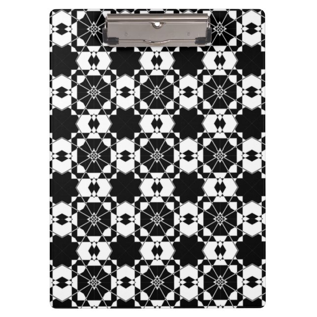 Minimalistisches Retro-Karamuster – monochromes De Klemmbrett (Vorderseite)