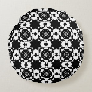 Minimalistisches Retro-Karamuster – monochromes De Rundes Kissen
