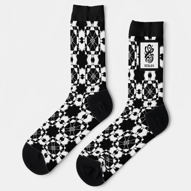 Minimalistisches Retro-Karamuster – monochromes De Socken (Linkes Detail)