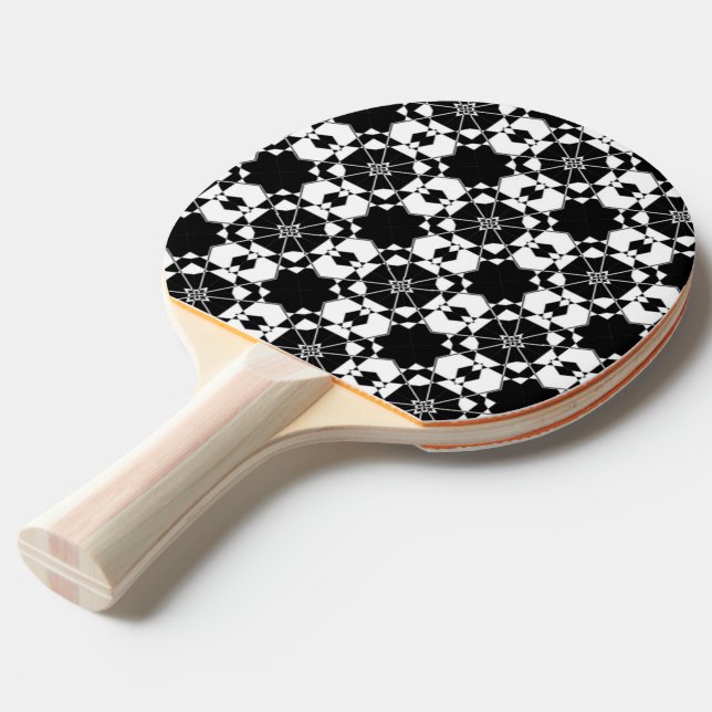 Minimalistisches Retro-Karamuster – monochromes De Tischtennis Schläger (Vorderseite)
