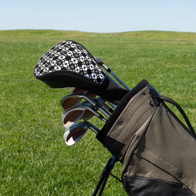 Minimalistisches Retro-Karomuster – monochromes De Golf Headcover (In SItu)