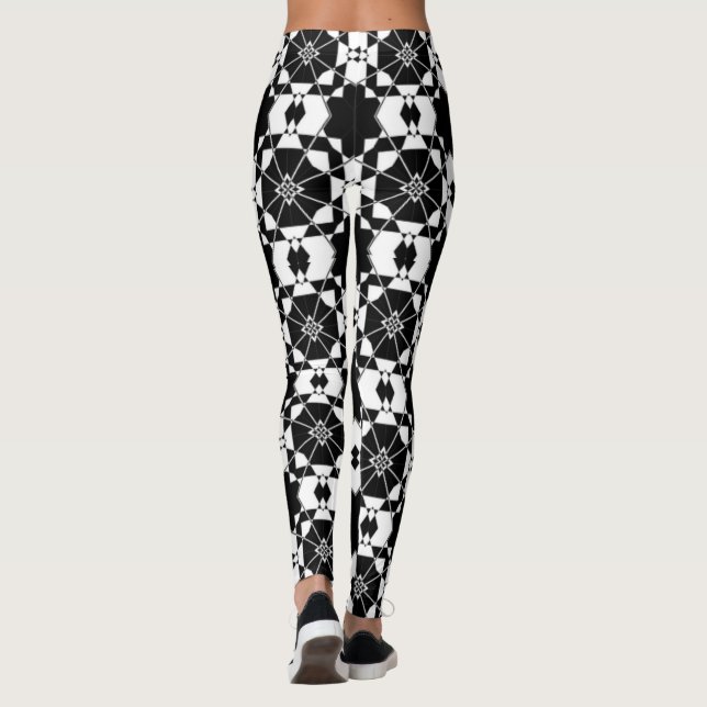 Minimalistisches Retro-Karomuster – monochromes De Leggings (Rückseite)