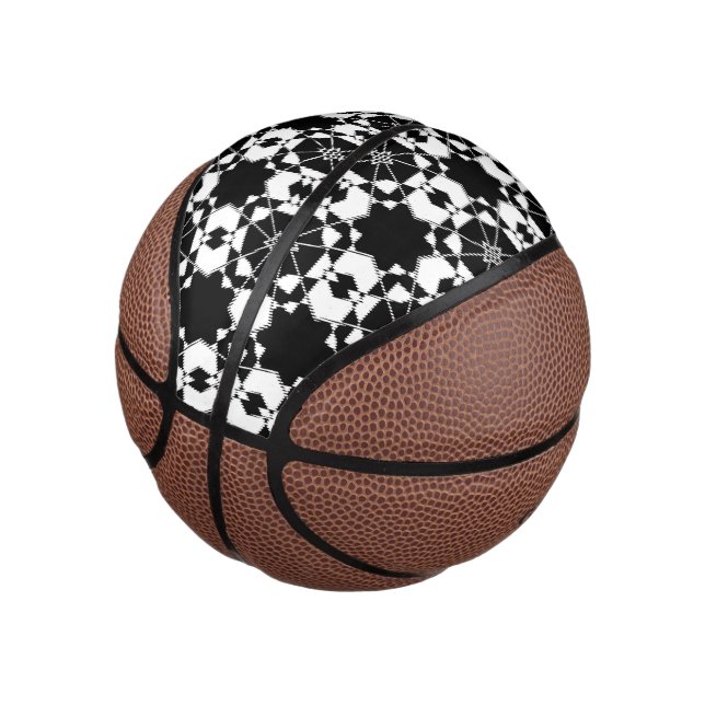 Minimalistisches Retro-Karomuster – monochromes De Mini Basketball (angewinkelt)