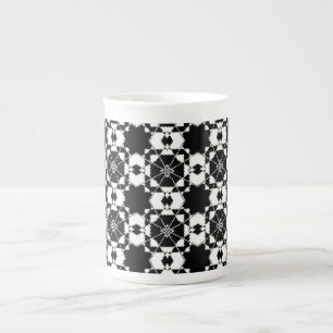 Minimalistisches Retro-Karomuster – monochromes De Prozellantasse