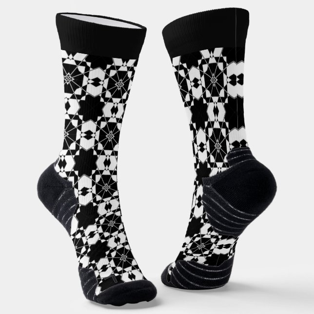 Minimalistisches Retro-Karomuster – monochromes De Socken (Gewinkelt)