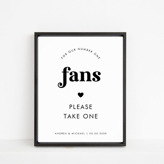 Minimalistisches Retro-Script & Herz-Fans Hochzeit Poster (Von Creator hochgeladen)