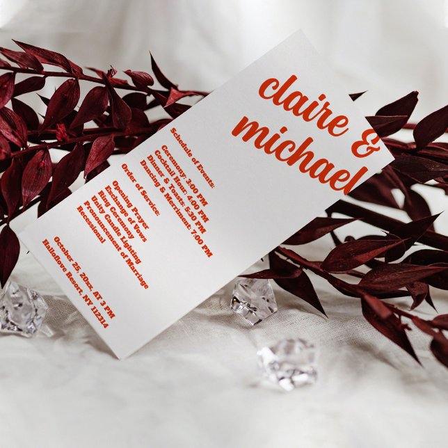 Minimalistisches Retro Simple Modern Wedding Progr Programm (Retro Simple Modern Wedding Program)