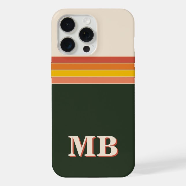 Minimalistisches Retro-Streifen Initial-Monogramm iPhone Hülle (Rückseite)