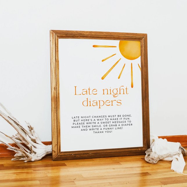 Minimalistisches Retro Sun Late Night Diaper Game Poster (Von Creator hochgeladen)