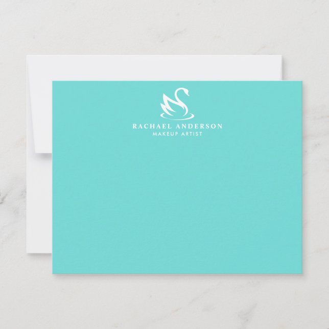 Minimalistisches Robins Egg Blue White Swan Logo Mitteilungskarte (Vorderseite)