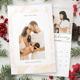 Minimalistisches Rosa Aquarellfarben Foto Kalender