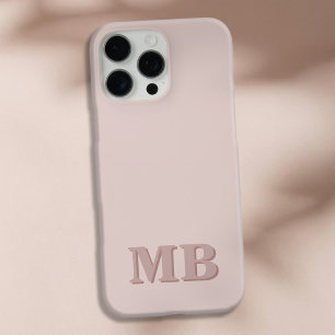 Minimalistisches, rosa Beige Anfangsmonogramm iPhone 16 Pro Max Hülle