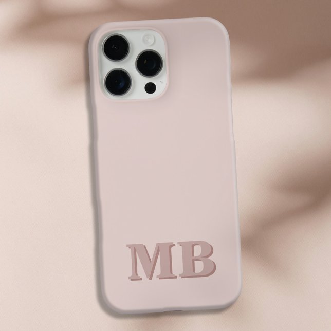Minimalistisches, rosa Beige Anfangsmonogramm Case-Mate iPhone Hülle (Von Creator hochgeladen)