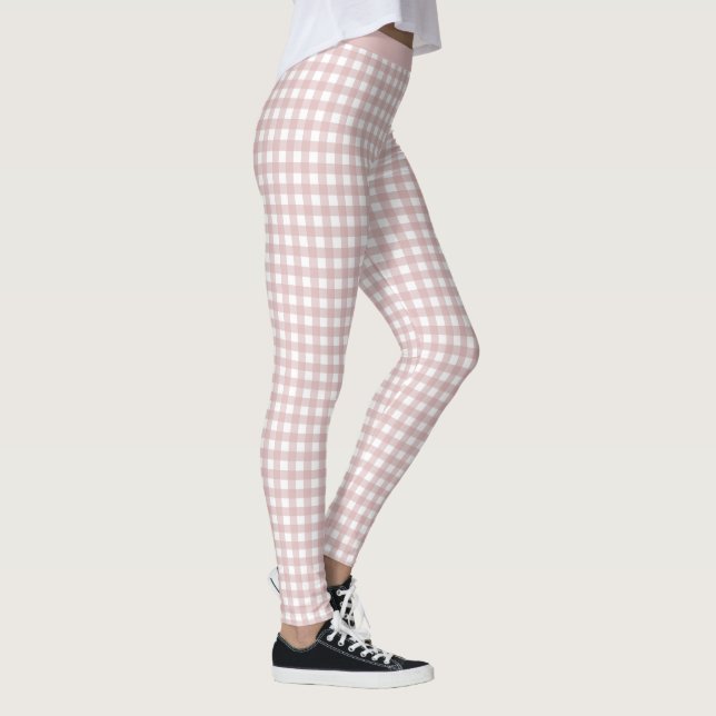 Minimalistisches rosa Farbmuster Kariert Leggings (Rechts)