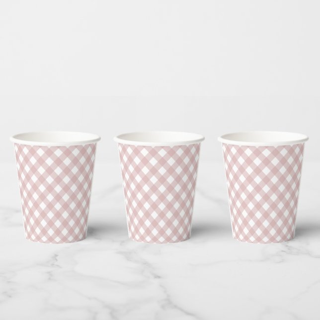Minimalistisches rosa Farbmuster Kariert Pappbecher (Multi)