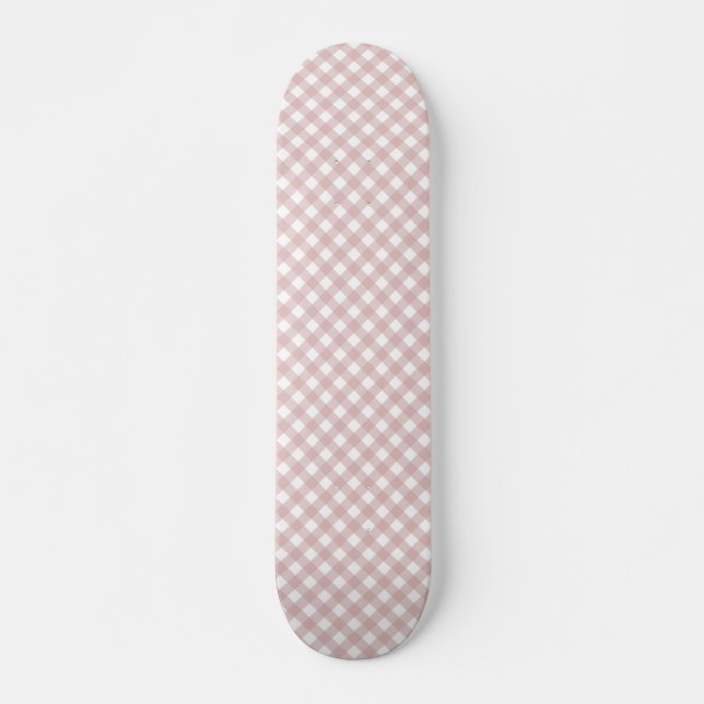 Minimalistisches rosa Farbmuster Kariert Skateboard (Vorne)