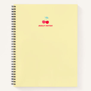 Minimalistisches rosa Kirsch-Icon-Tagebuch in Gelb Notizbuch