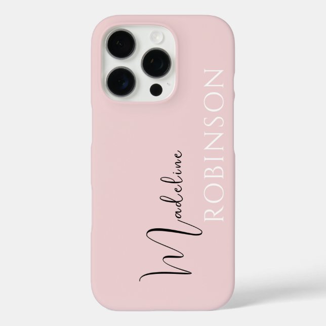 Minimalistisches rosa Monogramm Case-Mate iPhone Hülle (Rückseite)