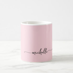 Minimalistisches Rosa-Monogramm-Namensskript Kaffeetasse