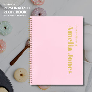 Minimalistisches Rosa Rezept Kochbuch Notizbuch