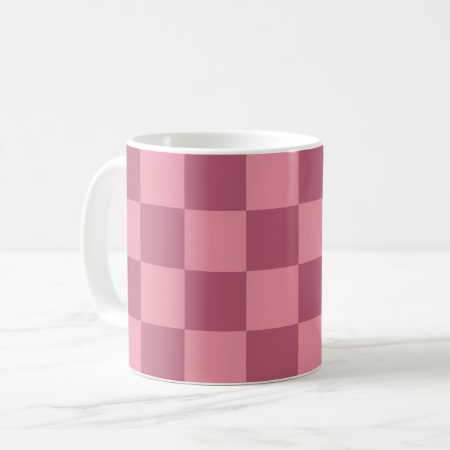 Minimalistisches rosa Schachbrettmuster Kaffeetasse (Vorderseite Links)