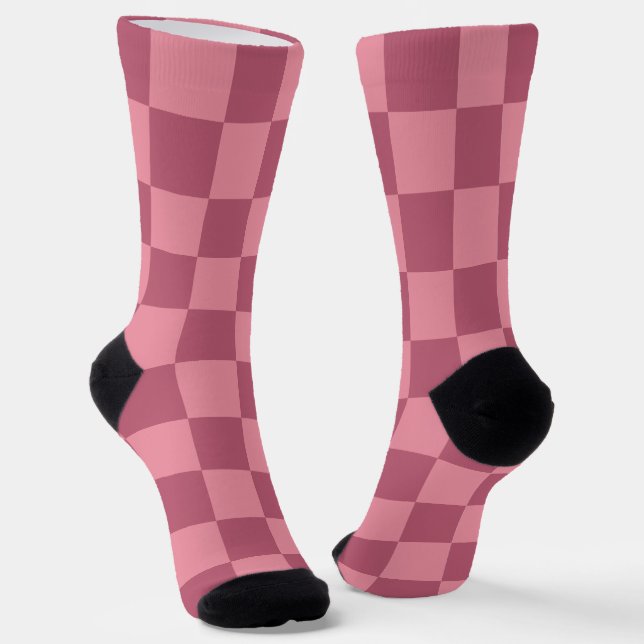 Minimalistisches rosa Schachbrettmuster Socken (Gewinkelt)
